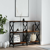vidaXL Konzolna mizica dimljen hrast 100x28x80,5 cm inženirski les