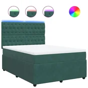 Vidaxl Box spring postelja z vzmetnico temno zelen 140x190 cm žamet