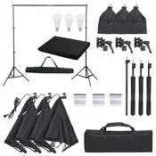 vidaXL vidaXL Komplet za foto studio z lučmi in ozadjem, (5000288552)