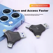 DM Damai USB Flash memorija, 128GB, USB 3.0, Type-C, Lightning, Crna