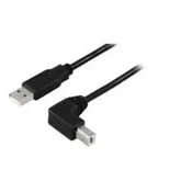shumee MicroConnect USB-A 2.0 na USB-B 10m kotni visokohitrostni MM kabel, USBAB2ANGLE10
