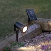 STAR TRADING LED-sončni reflektor Powerspot 10 cm, 3000 K, 50 lm, črn, s kolom za zabijanje - Sodobni - črno - Plastika