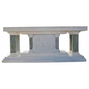Casa Padrino Luxury Baroque Altar White/Green 250 x 100 x H. 80 cm - Magnificent Marble Altar - Luxury Marble Furniture in Baroque Style - Noble & Magnificent