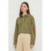 Pamucna jakna Alpha Industries boja: zelena, za prijelazno razdoblje, oversize