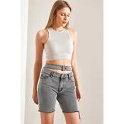 Bianco Lucci Womens Patterned Denim Shorts