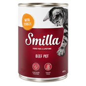 20 + 4 gratis! Smilla mokra mačja hrana 24 x 400 g - Goveji lonček - Govedina s puranom