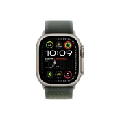 Apple Watch pašček 49mm: 49mm Green Trail Loop - S/M - Natural Titanium Finish