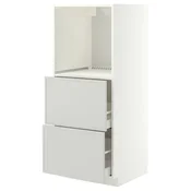 METOD / MAXIMERA Vis. elem. s 2 fioke za pecnicu, bela/Aspudden svetlosiva, 60x60x140 cm