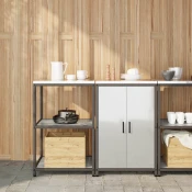 vidaXL Kuhinjski set za shranjevanje 2 pcs Srebrna 120 x 50 x 92 cm