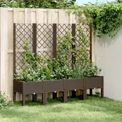 Vrtna sadilica s rešetkom smeda 160 x 40 x 142 cm PP
