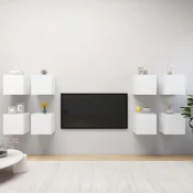 Greatstore Stenske TV omarice 8 kosov bele 30,5x30x30 cm