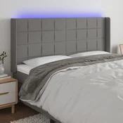 Vidaxl vidaXL Vzglavje postelje z LED diodo temno sivo 183x16x118/128 cm blago