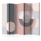 Paravan u 5 dijelova - Geometric Wreath (Pink) II [Room Dividers] 225x172