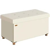 Northix Zložljiva klop bež žamet 76x38x42cm s prostorom za shranjevanje