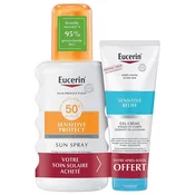 Eucerin Sensitive Sunscreen SPF50+ Spray 200ml + Sensitive Relief Aftersun Gel-Cream 50ml FREE