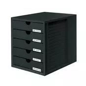 Police za dokumentaciju sa fiokama SYSTEM BOX 5 fioke CRNA
