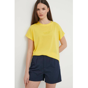 Bombažna kratka majica North Sails ženska, rumena barva, 093372