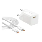 Baseus GaN5 Mini brzi punjac 25W, USB Type-C, bijeli + 100W USB Type-C, kabel 1m P10110909213-01