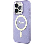 Guess OVITEK GUESS ZA IPHONE 14 PRO MAX 6.7 TRDA ZLATA BLEŠČICA ZA MAGSAFE