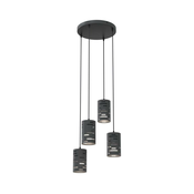 Luster na sajli TANK, 4xE27/15W/230V, precnik 36 cm, crna