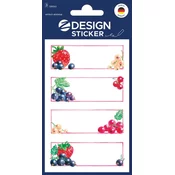 Avery Zweckform Z-Design nalepke za gospodinjstvo 59550, odstranljive, dekoracija in označitev kozarčkov, posod, škatel. 12 etiket/zavitek, motiv: sadje, material: papir