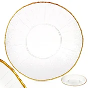 shumee Stekleni zlati jedilni krožnik, plitek ploščat za krožnik za prigrizke za večerjo 28 cm