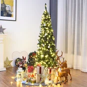 Costway Umetno božično drevo 200 cm z LED lučmi