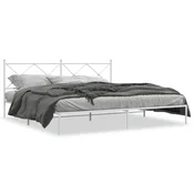 shumee vidaXL Kovinski posteljni okvir z vzglavjem bel 193x203 cm
