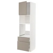 METOD/MAXIMERA Visoka omara za vgrad gspd aparate, bela/Upplöv mat temno bež, 60x60x220 cm