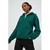 Pulover Answear Lab za žene, boja: zelena, s poludolcevitom