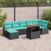 vidaXL vidaXL Komplet za jedilnico v vrtu z blazino 8 pcs Črna in Teal, (5000135314)