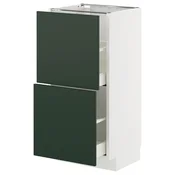 METOD/MAXIMERA Podstavna omarica z 2 predaloma, bela/Havstorp globoka zelena, 40x37 cm