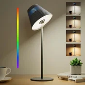 Nikcorp Komplet 2 brezžičnih zatemnitvenih LED namiznih svetilk Sunturalux HWT-M1, RGB osvetlitev, 5200 mAh baterija, nevtralno bela 5500K, črno ohišje, prenosna svetilka za pisalno mizo, spalnico in teraso
