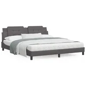 shumee vidaXL Posteljni okvir z vzglavjem siv 180x200 cm umetno usnje
