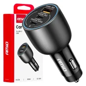 slomart AMiO avto polnilec: 2x USB-C (PD) + 1x USB-A (QC), 100W