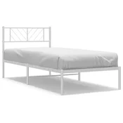 Vidaxl Kovinski posteljni okvir z vzglavjem bel 90x190 cm
