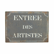 Metalni ukrasni znak 21x15 cm Entrée des Artistes – Antic Line