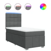 Vidaxl Box spring postelja z vzmetnico temno siva 100x200 cm blago