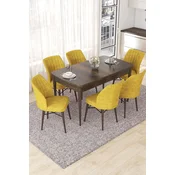Hanah Home Set Trpezarijski sto i 6 stolica Nef, Žuto-braon