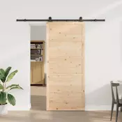 vidaXL Drsna vrata Naravna 90 x 208 cm Trdna borovina