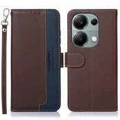 Preklopni ovitek za Xiaomi Redmi Note 13 Pro 4G/Poco M6 Pro 4G, RFID, rjav/moder