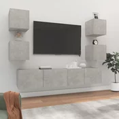 6-dijelni set TV ormarica siva boja betona drveni