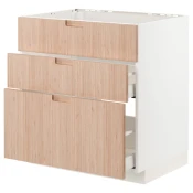 METOD / MAXIMERA Pod.ormaric sudop. i 3front/2fioke, bela/Fröjered svetli bambus, 80x60 cm