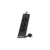 Razdelnik sa prekidacem LINEA PRO 3x230V+3xUSB-A + 1xUSB-C SCHUKO 1,5 m crna