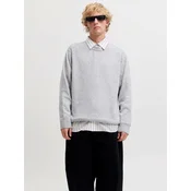 JACK & JONES Pulover JORNORREBRO svetlo siva