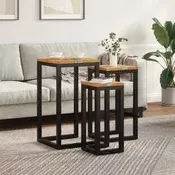 vidaXL Nesting miza 3 pcs Rjava Trden tikov les