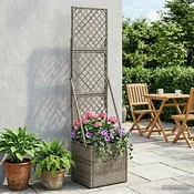 Vrtna sadilnika s treliso Siva 35 x 30 x 135 cm poli ratan