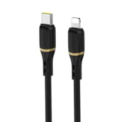 DUDAO Kabel USB-C - iPhone Lightning s silikonskim opletom 30W 1m - črn