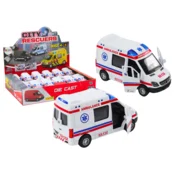 Reševalna vozila LEAN TOYS 1:32, bela, odpiralna vrata, luči, zvoki, pogon