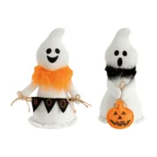 Nikcorp Plišasta maskota Halloween dekoracija mize duhovi, komplet 2 kosa, višina 27 cm, obteženo podnožje za stabilnost, mehka darilna lutka